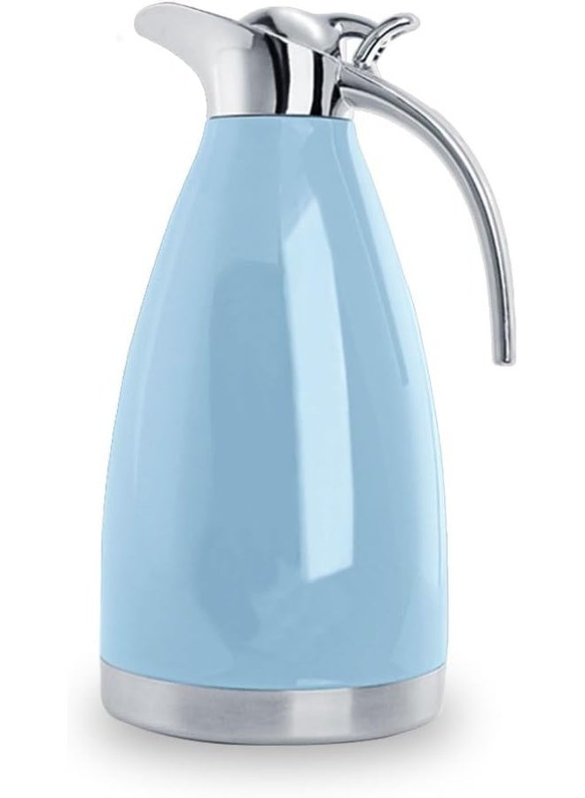 68 Oz Stainless Steel Coffee Thermal Carafe/Double Walled Vacuum Thermos Insulated / 24 Hour Heat Retention / 2 Liters (Blue) - Image 1
